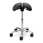 Sadelstol Lanab Group Polo Split Höj- & Sänkbar Tvådelad Stol i Svart Konstläder