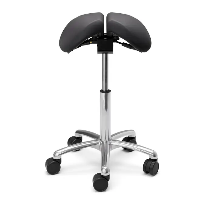 Sadelstol Lanab Group Polo Split Höj- & Sänkbar Tvådelad Stol i Svart Konstläder