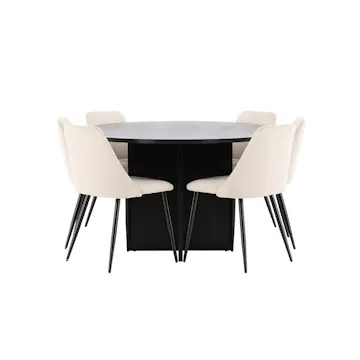 Matgrupp Venture Home Strada Ø120 cm med 6st Night Matstolar