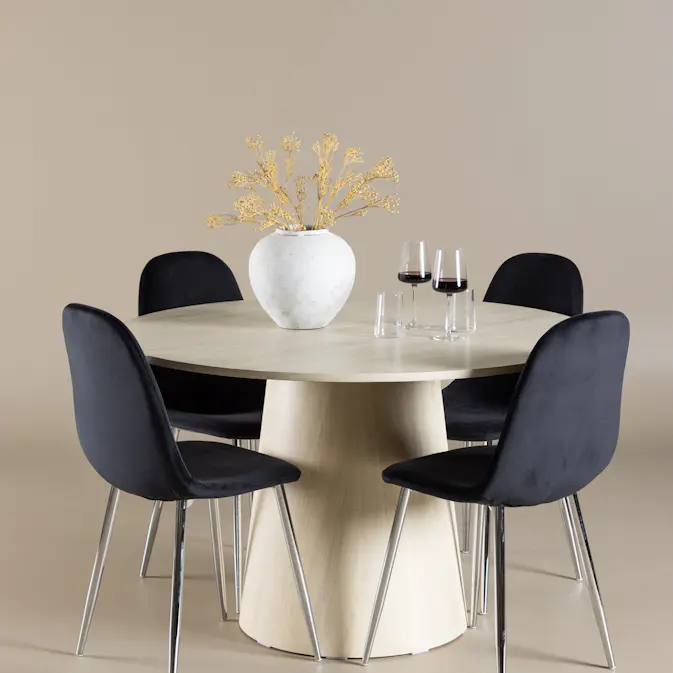 Matgrupp Venture Home Lanzo Ø120 med 4 st Polar Stolar Sammet