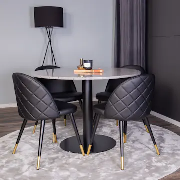 Matgrupp Venture Home Razzia med 4 Velvet stolar Skinn