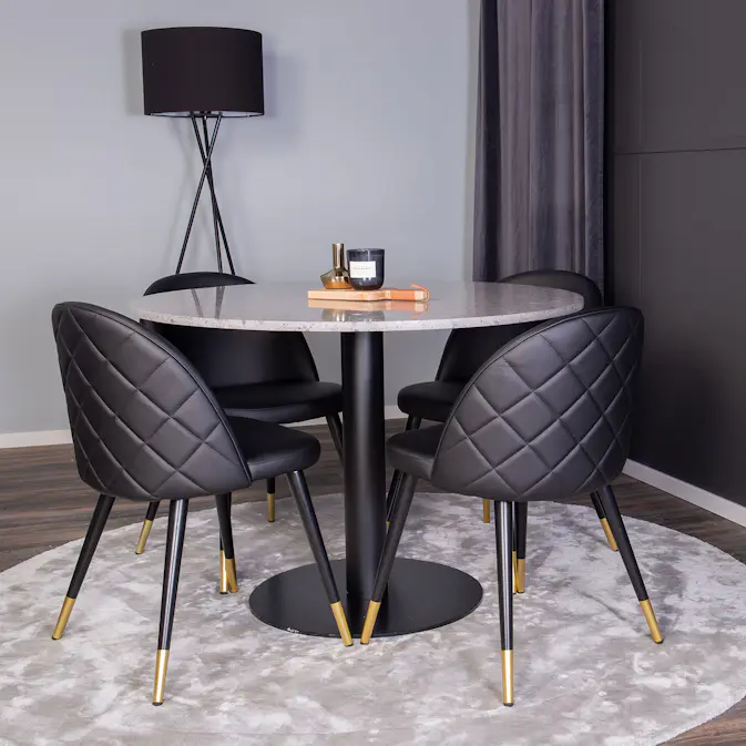 Matgrupp Venture Home Razzia med 4 Velvet stolar Skinn