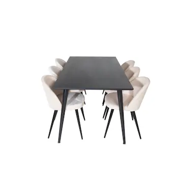 Matgrupp Basic Home Balisa Rektangulärt Matbord 180 cm med 6 Valeri Matstol