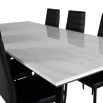 Matgrupp Venture Home Estelle med 6 Sly Stolar Konstläder