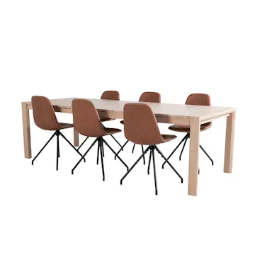 Matgrupp Venture Home Shy med 6 Pobbie Stolar Konstläder