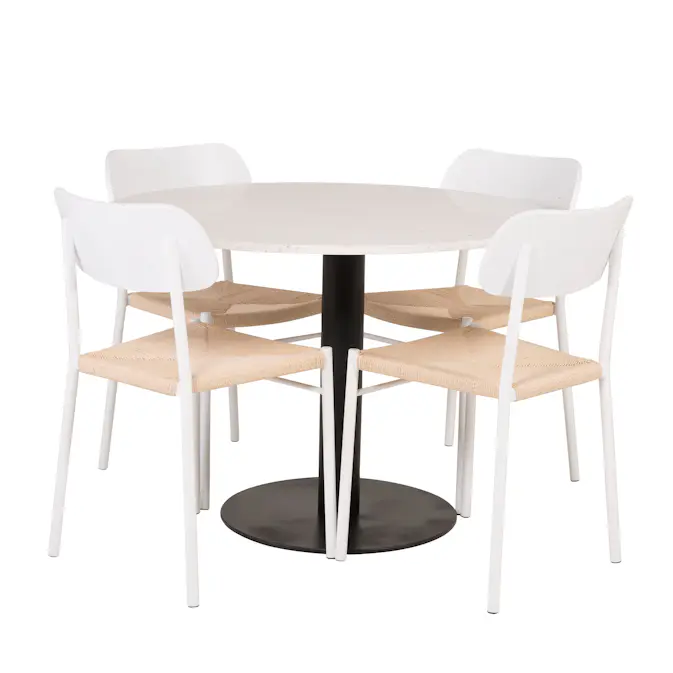 Matgrupp Venture Home Roxanna Vit Bord med 4 Peggy Stolar