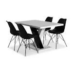 Matgrupp Scandinavian Choice Cesi Rektangulärt Matbord 140 cm med 4 Shell Matstol