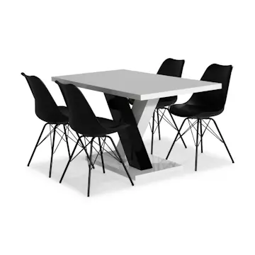 Matgrupp Scandinavian Choice Cesi Rektangulärt Matbord 140 cm med 4 Shell Matstol