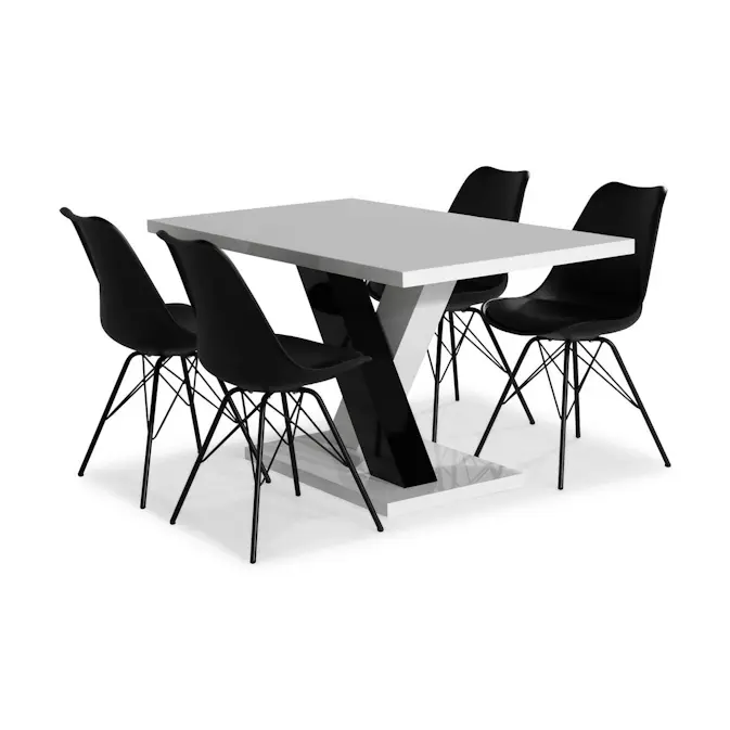Matgrupp Scandinavian Choice Cesi Rektangulärt Matbord 140 cm med 4 Shell Matstol