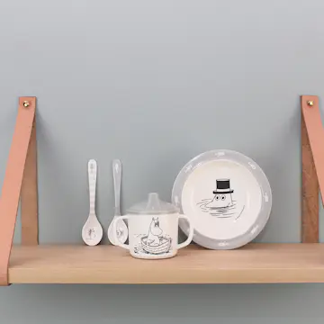 Sugkoppstallrik Rätt Start Mumin Grå