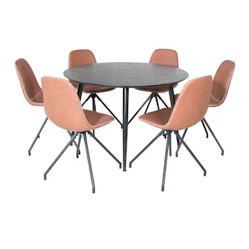 Matgrupp Venture Home Dipp Ø115 cm med 6 Polar Snurr Stolar