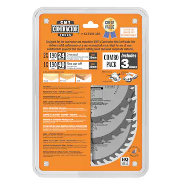 Sågklinga CMT Orange Tools Contractor Set 3 delar 190x30 Z24-24-40 W C