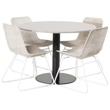 Matgrupp Venture Home Roxanna med 4 Cornelia Stolar Grå Terazzo