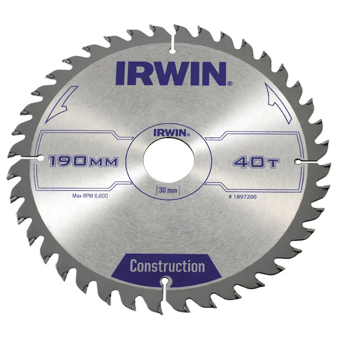 Sågklinga Irwin 190x30/20/16mm 40t 2,5mm