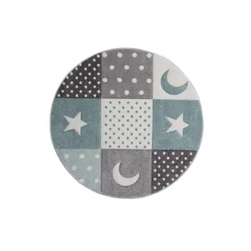 Barnmatta KM Carpets Atlas Star Turkos Rund