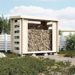 Vedbod Luoman Lillevilla Joulukka 2,4 m² Vedförvaring med Pulpettak i Lösvirke