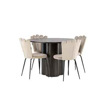 Matgrupp Venture Home Olivia Ø 110 cm med 4 Limhamn Stolar
