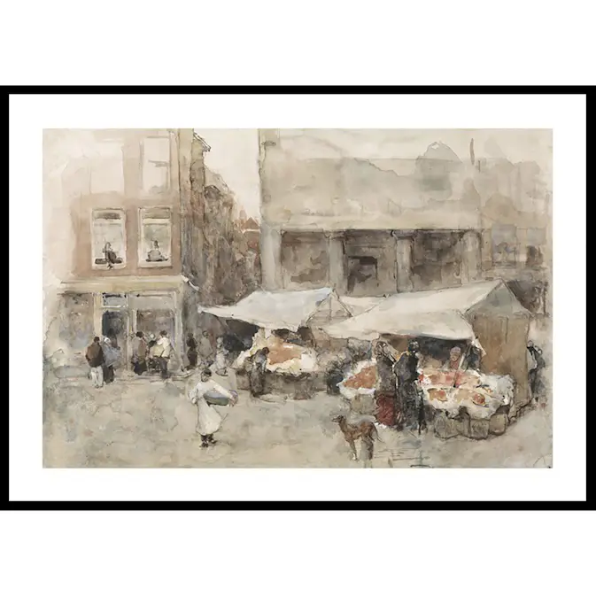 Poster Gallerix Markt Met Bloemenstalletjes By Floris Arntzenius