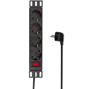 Tillbehör Hemelektronik LogiLink Serverskåps Grenuttag 4-vägs med Brytare för 10"-rack U1 Svart
