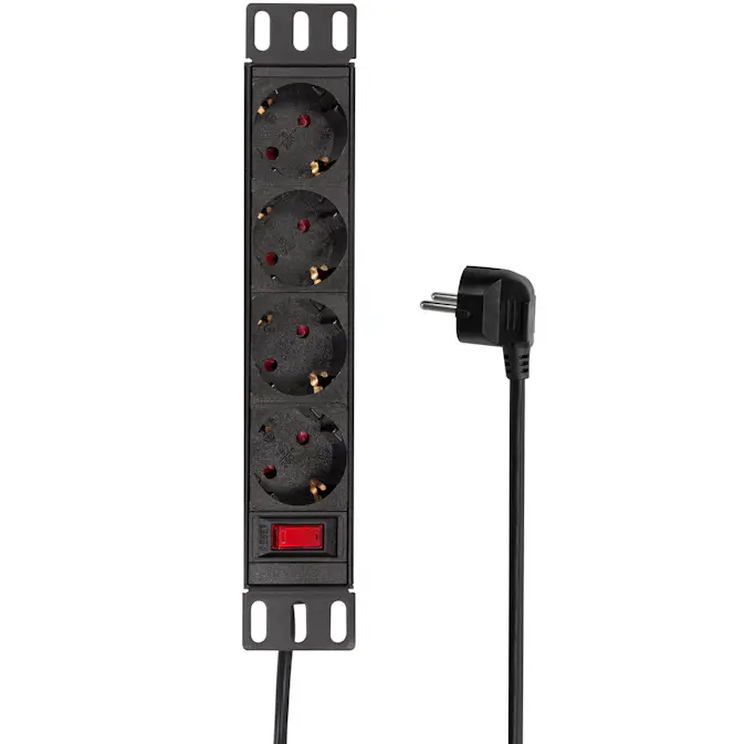 Tillbehör Hemelektronik LogiLink Serverskåps Grenuttag 4-vägs med Brytare för 10"-rack U1 Svart