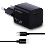 Laddare Champion 30W + USB-C Kabel Svart