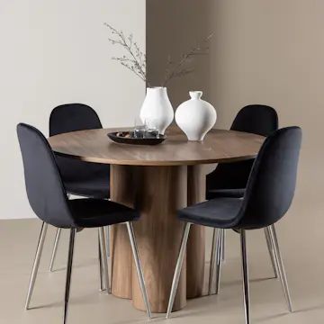 Matgrupp Venture Home Olivia Ø110 med 4 st Polar Stolar Sammet