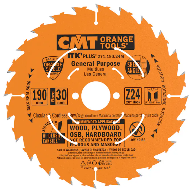 Sågklinga CMT Orange Tools ITK-Plus klyv/kap W Neg