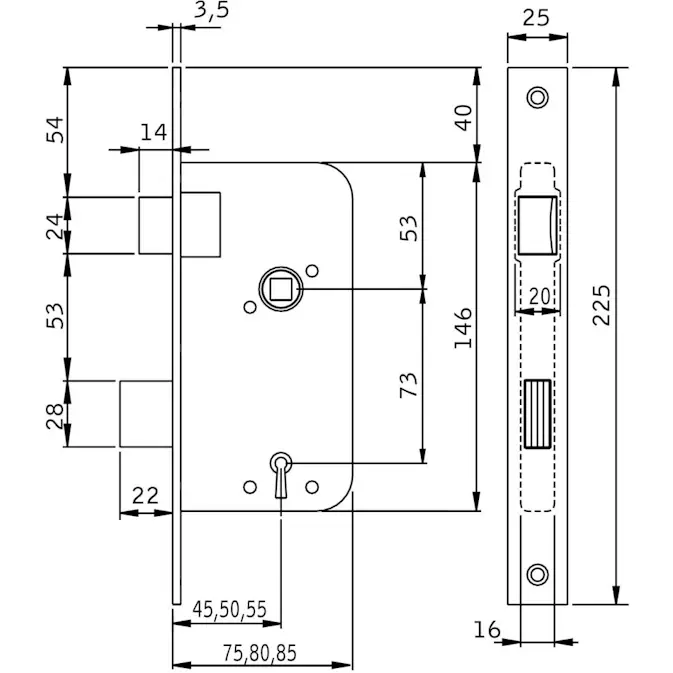 Låshus ASSA Abloy 40B7-75