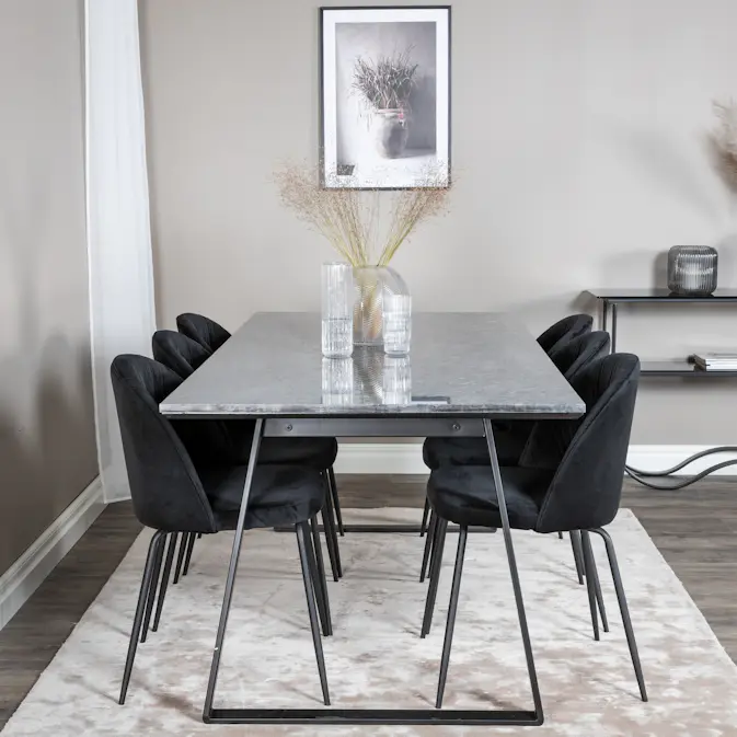 Matgrupp Venture Home Estelle med 6 Wrigley Stolar Sammet
