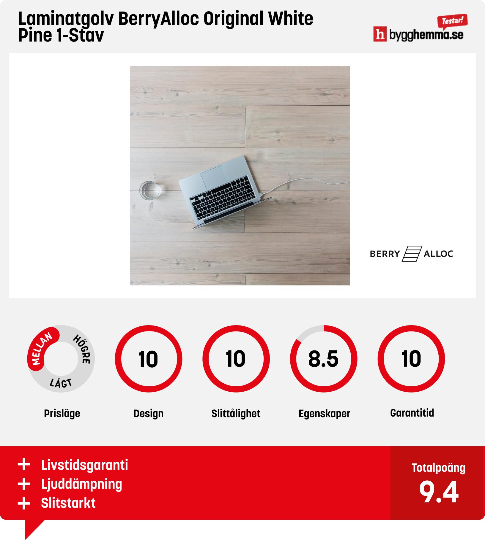 Laminatgolv bäst i test - Laminatgolv BerryAlloc Original White Pine 1-Stav