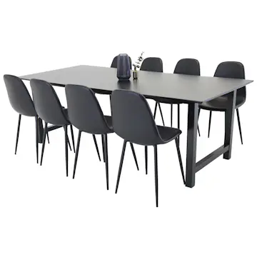 Matgrupp Venture Home Clara med 8 Pobbie Stolar Konstläder