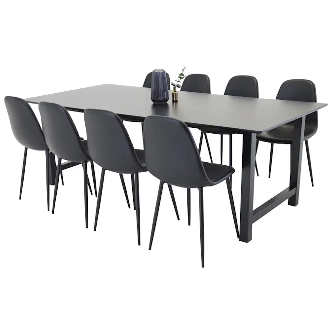 Matgrupp Venture Home Clara med 8 Pobbie Stolar Konstläder