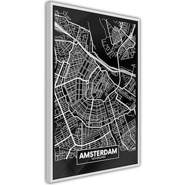 Poster Artgeist Affisch Dark Map of Amsterdam