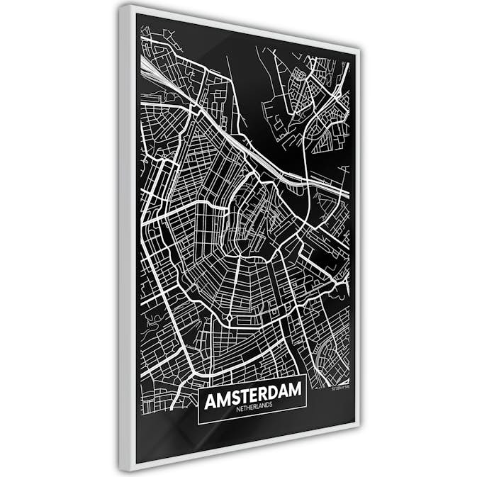Poster Artgeist Affisch Dark Map of Amsterdam