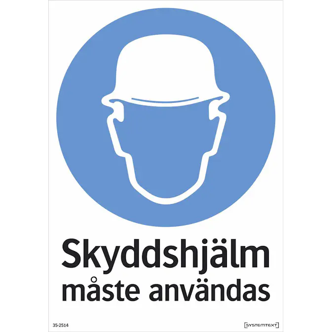 Skylt Systemtext Skyddshjälm 210x297 mm Plast