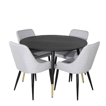 Matgrupp Venture Home Dipp Ø115 cm med 4 Plaza Stolar