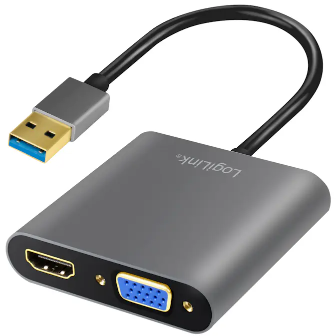 Adapter LogiLink USB-A 3.0 till HDMI-Hona + VGA-Hona