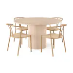 Matgrupp Bark Kopparbo Runt Matbord 130 cm med 4 Matstol Elysia Brun