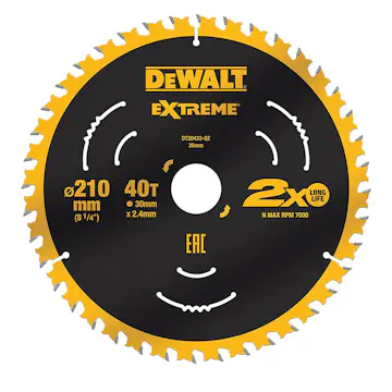 Cirkelsågklinga DeWalt DT20433 210X30 mm 40T Extreme