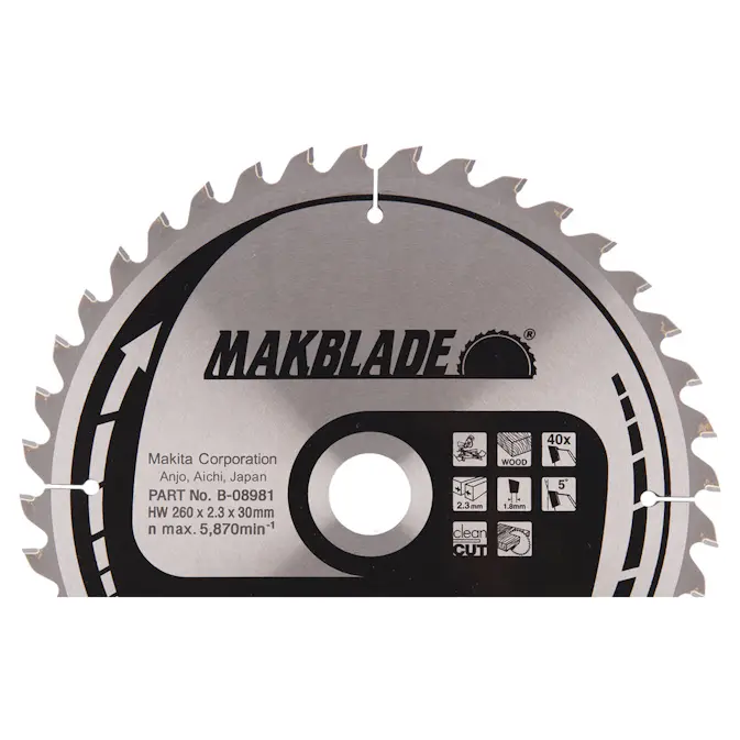 Sågklinga Makita 260x30x2,3mm 40T LS1019/2704