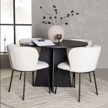 Matgrupp Venture Home Bootcut Ø110 cm med 4 st Edina stolar