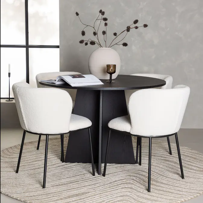 Matgrupp Venture Home Bootcut Ø110 cm med 4 st Edina stolar