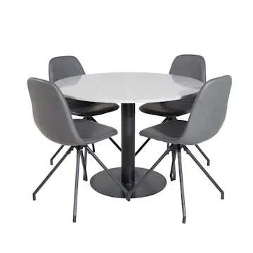 Matgrupp Venture Home Roxanna med 4 Pobbie Stolar med Snurrfunktion Konstläder Runt