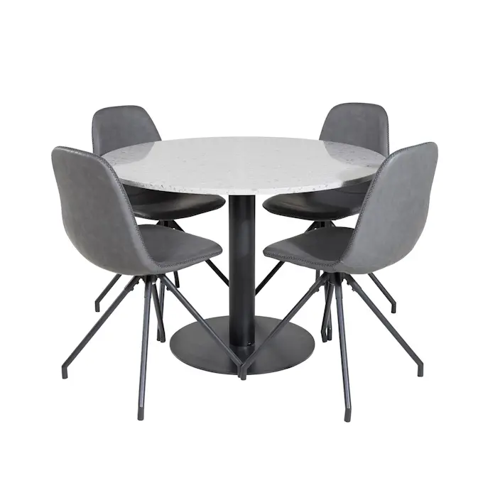 Matgrupp Venture Home Roxanna med 4 Pobbie Stolar med Snurrfunktion Konstläder Runt