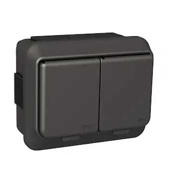 Vägguttag Schneider Electric Exxact Primo 2-vägs Utanpåliggande Jordat 16A IP44 Skruvanslutning