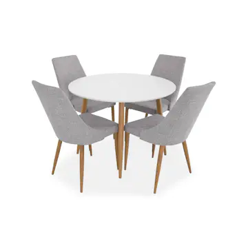 Matgrupp Basic Home Pelle Runt Matbord 100 cm med 4 Ludvig Matstol