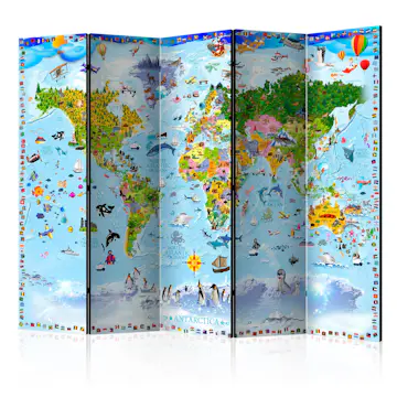 Rumsavdelare Skärmvägg Arkiio World Map for Kids II 225x172 cm