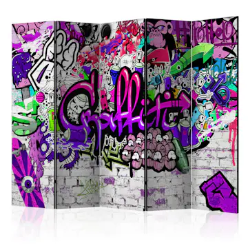 Rumsavdelare Skärmvägg Arkiio Purple Graffiti 225x172 cm