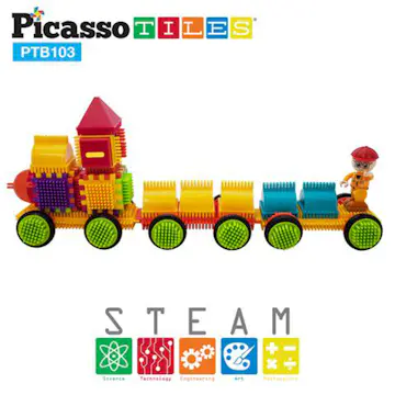 Byggbitar Picasso Tiles Bristle Blocks 103 Bitar Tåg