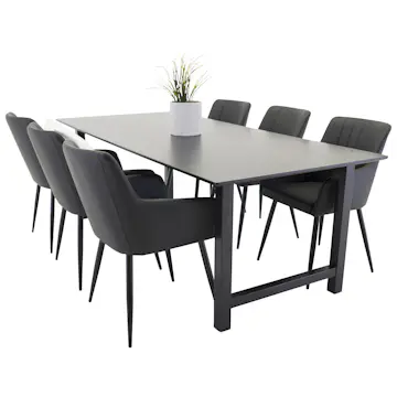 Matgrupp Venture Home Clara med 6 Corina Stolar Konstläder